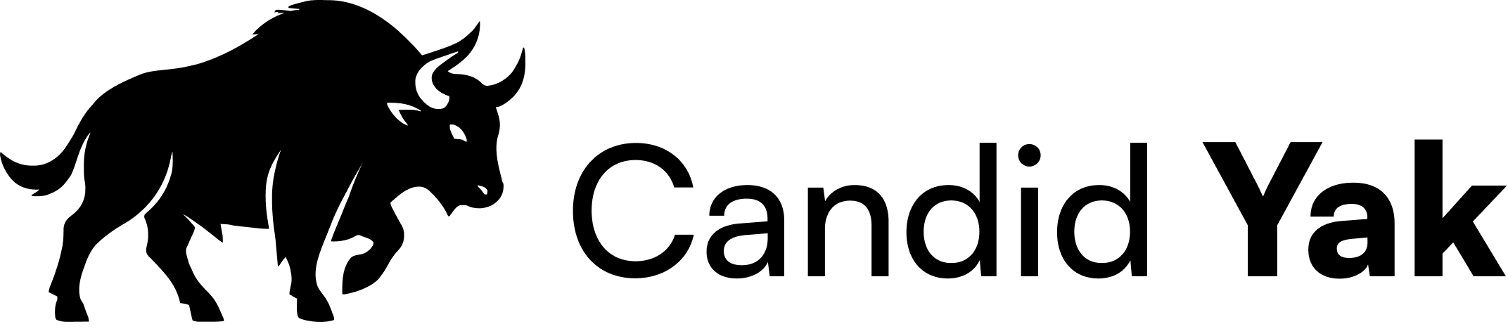 Candid Yak logo, black on white